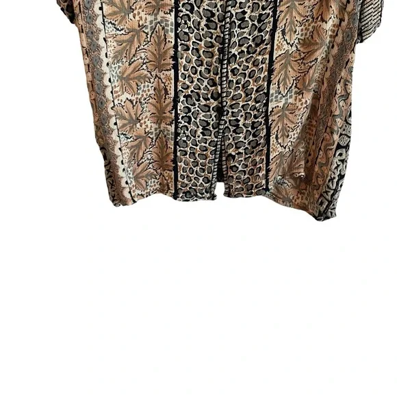 Vintage Kloz Animal Print Tribal Stripe Tunic Blouse Earth Tone Boho Artwear Top - Picture 7 of 9
